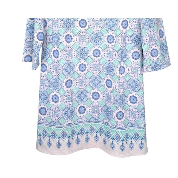 Cabana Life Geometric 3/4 Sleeve Stretch Shift Dress Size M - Picture 5 of 8